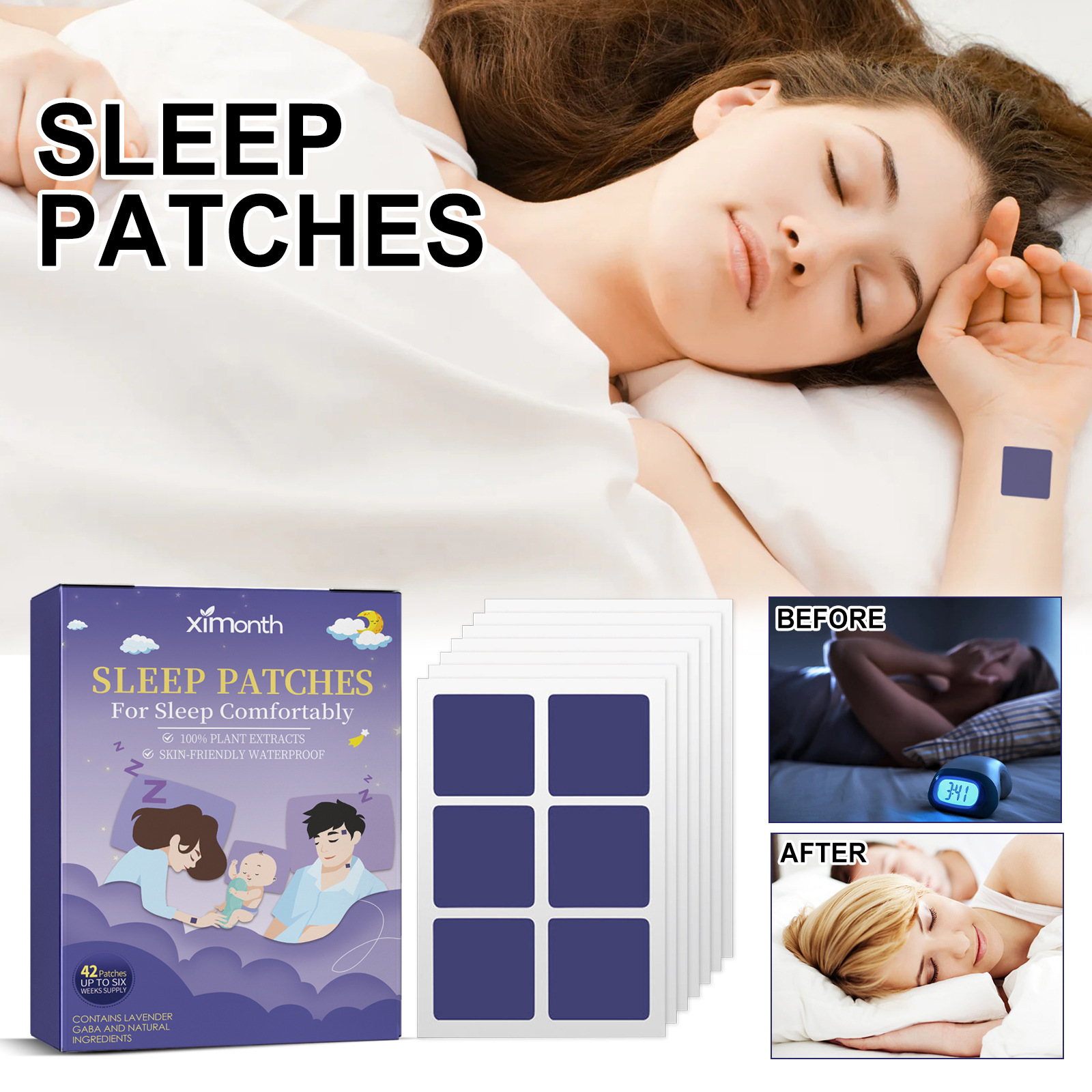 Ximonth Sleep Patch Helps Sleep at Night with Frequent Dreams, Fast Sleep, Acupoint Pressure Stimulating Patch