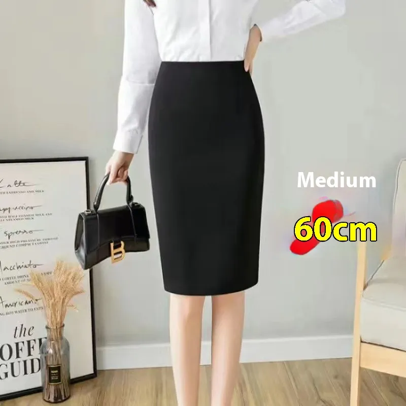 Women's Spring And Autumn Dress Skirt Split - Black 60Cm