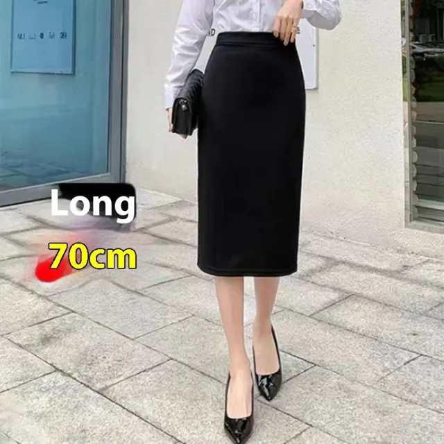 Women's Spring And Autumn Dress Skirt Split Black 70Cm - Shop at LoveMi