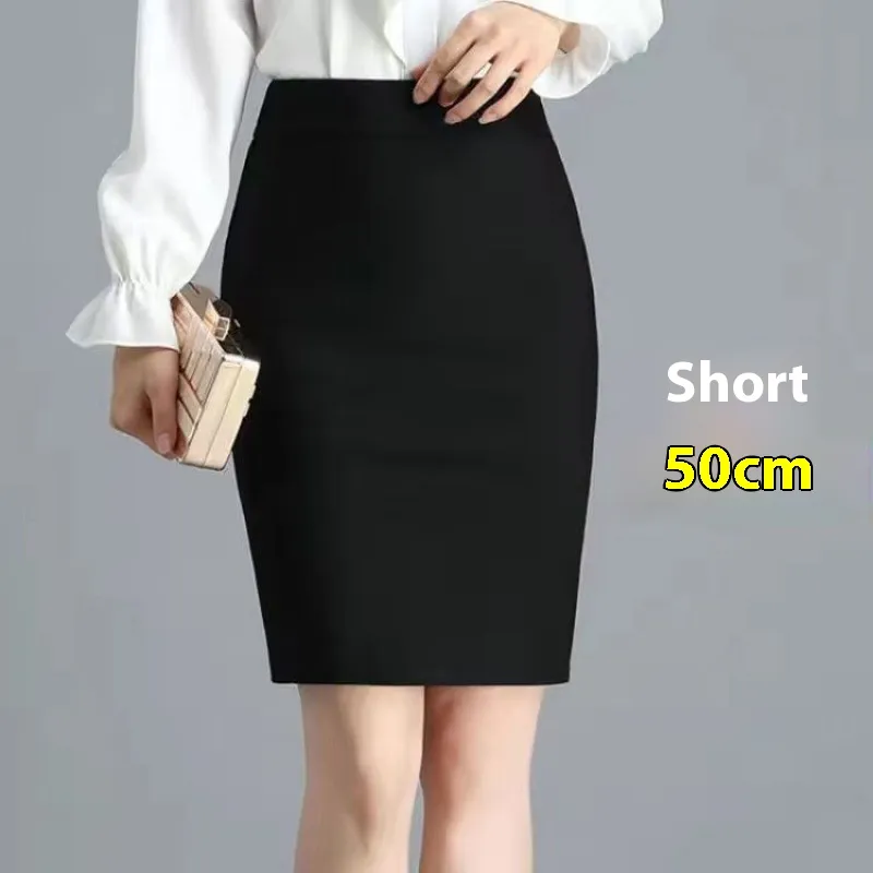 Women's Spring And Autumn Dress Skirt Split - Black 50Cm