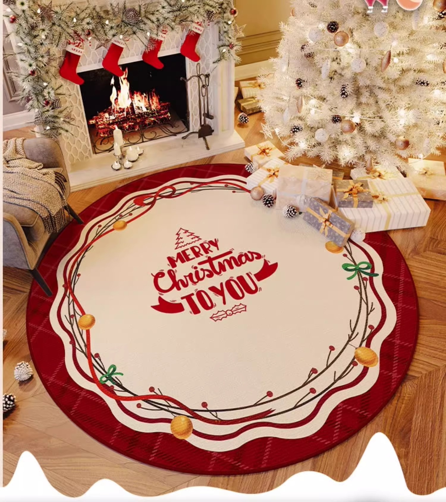 Title 1, Christmas Crystal Velvet Carpet Stain-resistant...