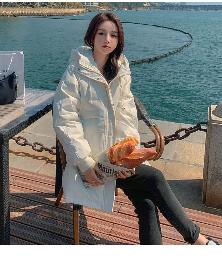 Type Loose Bread Suit Hooded Padded Jacket Korean Padded Jacket - Beige