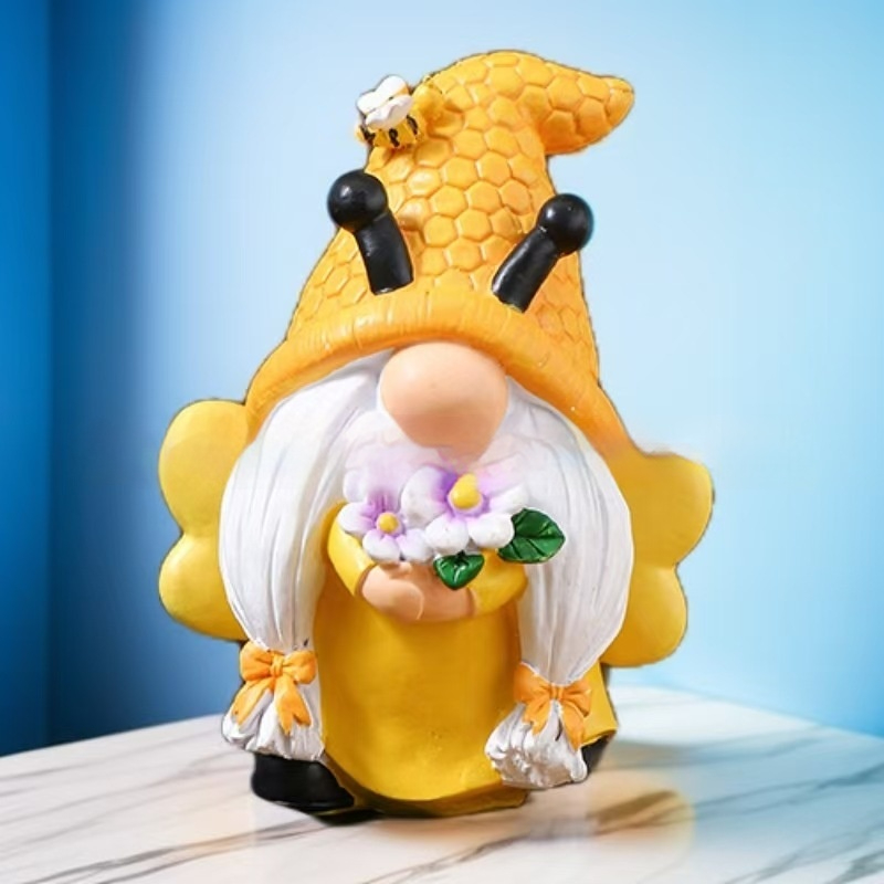 Title 6, Resin Elf Home Garden Yellow Little Bee