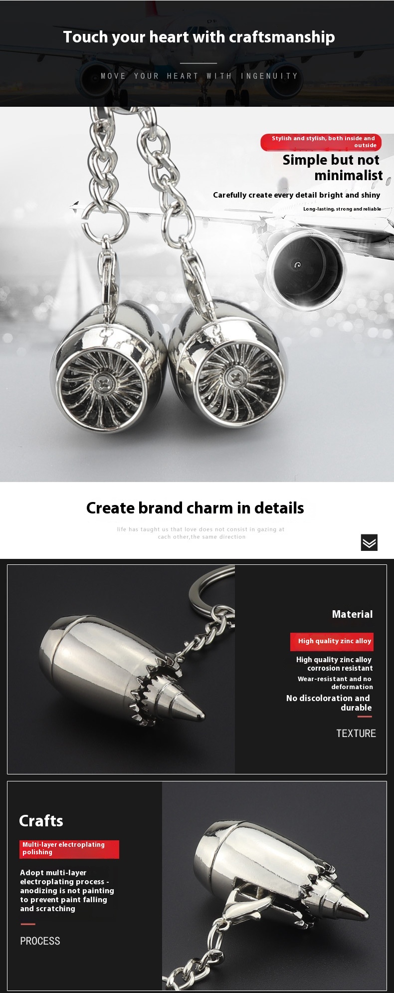 Title 4, Machine Engine Keychain Handbag Pendant Simulat...