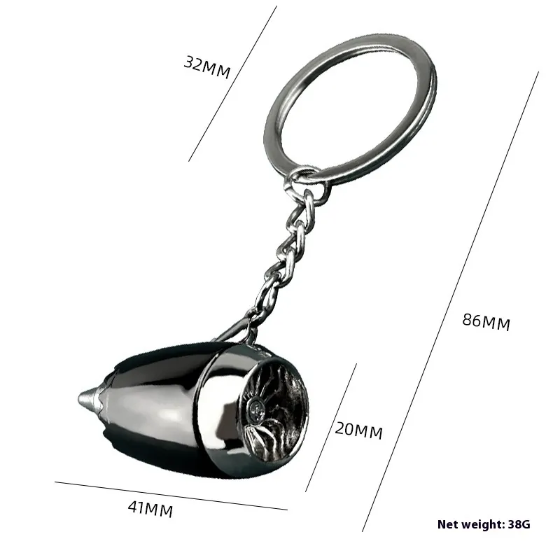 Machine Engine Keychain Handbag Pendant Simulation 3D Aviation Gift - Black