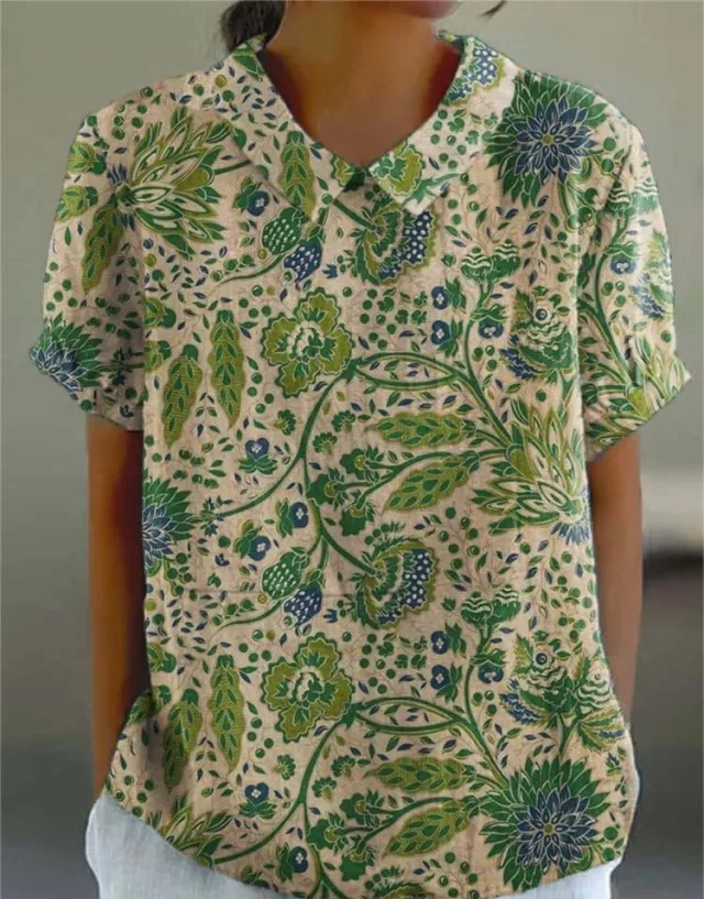 Summer Lapels Short Sleeve Elegant European And American Style Women Top 3 Models D758 L - Shop at LoveMi