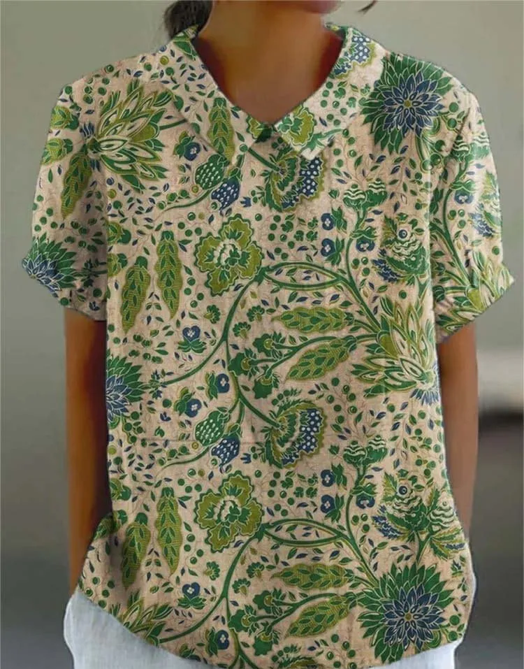 Summer Lapels Short Sleeve Elegant European And American Style Women Top - 3 Models D758-L