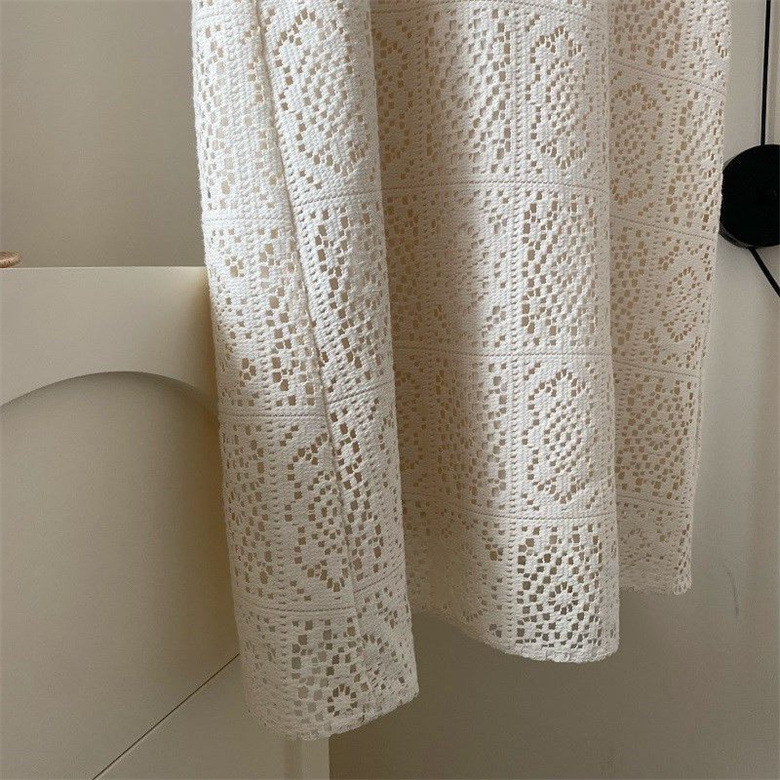 Fashion Hollowed-out Crochet Lace Dress Women