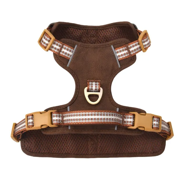 Explosion proof Reflective Retro Leather Pet Harness Brown - Shop at LoveMi