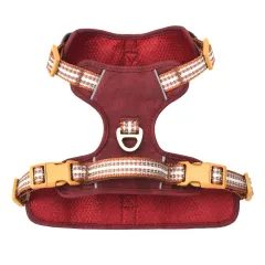 Explosion-proof Reflective Retro Leather Pet Harness - Red - View 1