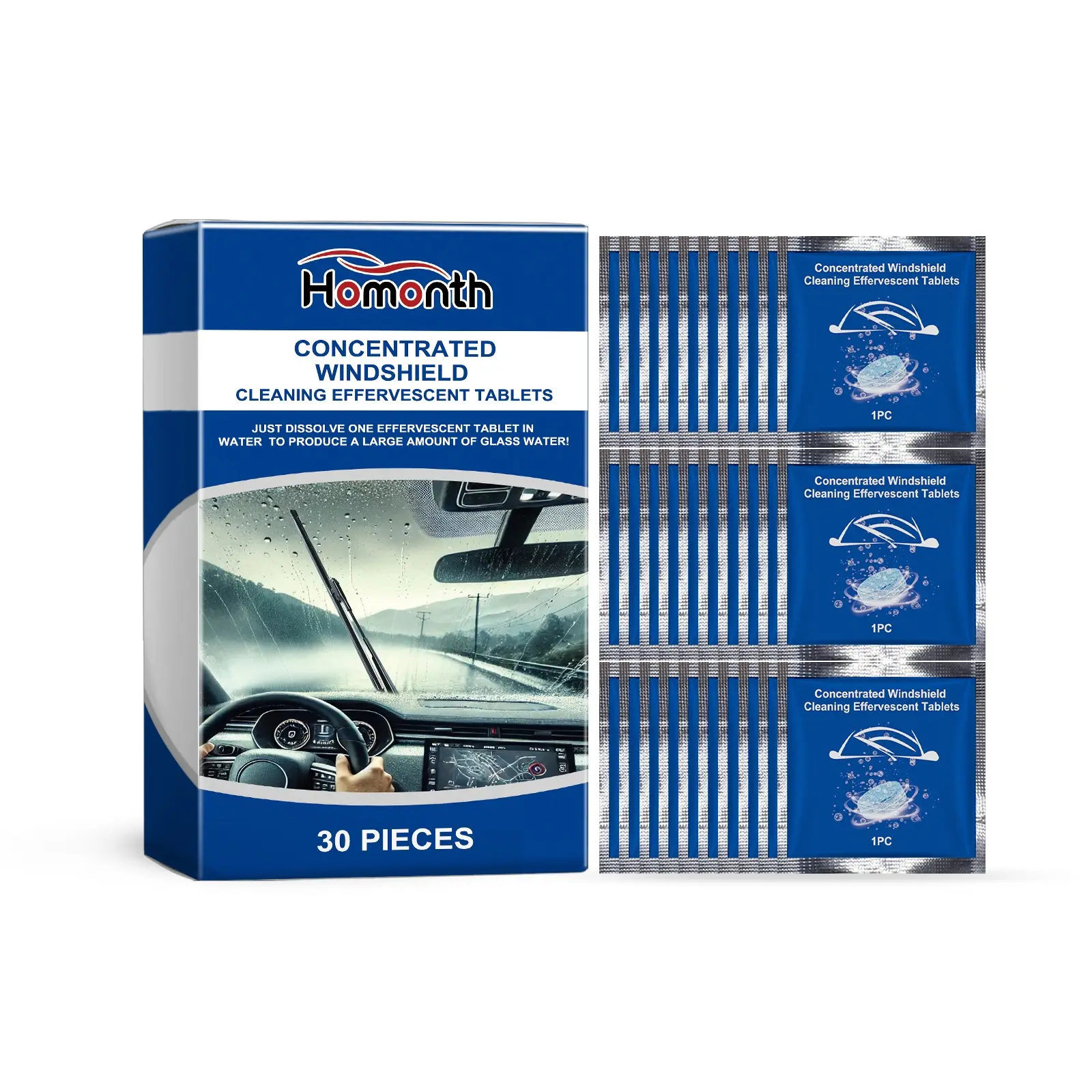 Concentrated Windshield Cleaning Effervescent Tablets