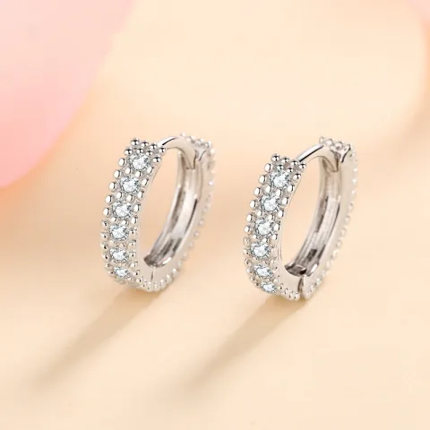 S925 Silver Earrings Female Inlaid D Color Moissanite Ear