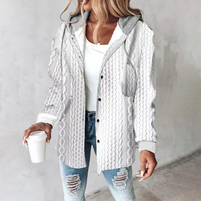 Women's Large Checks Style Women's Woolen Jacket Plaid Grey - Shop at LoveMi