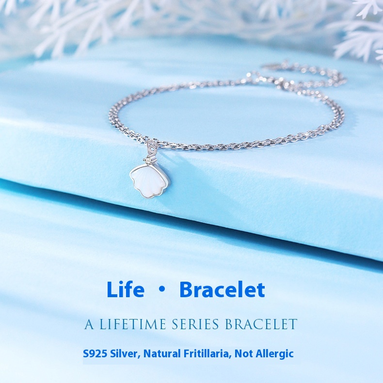 Women's 925 Silver White Beimu Double Layer Bracelet