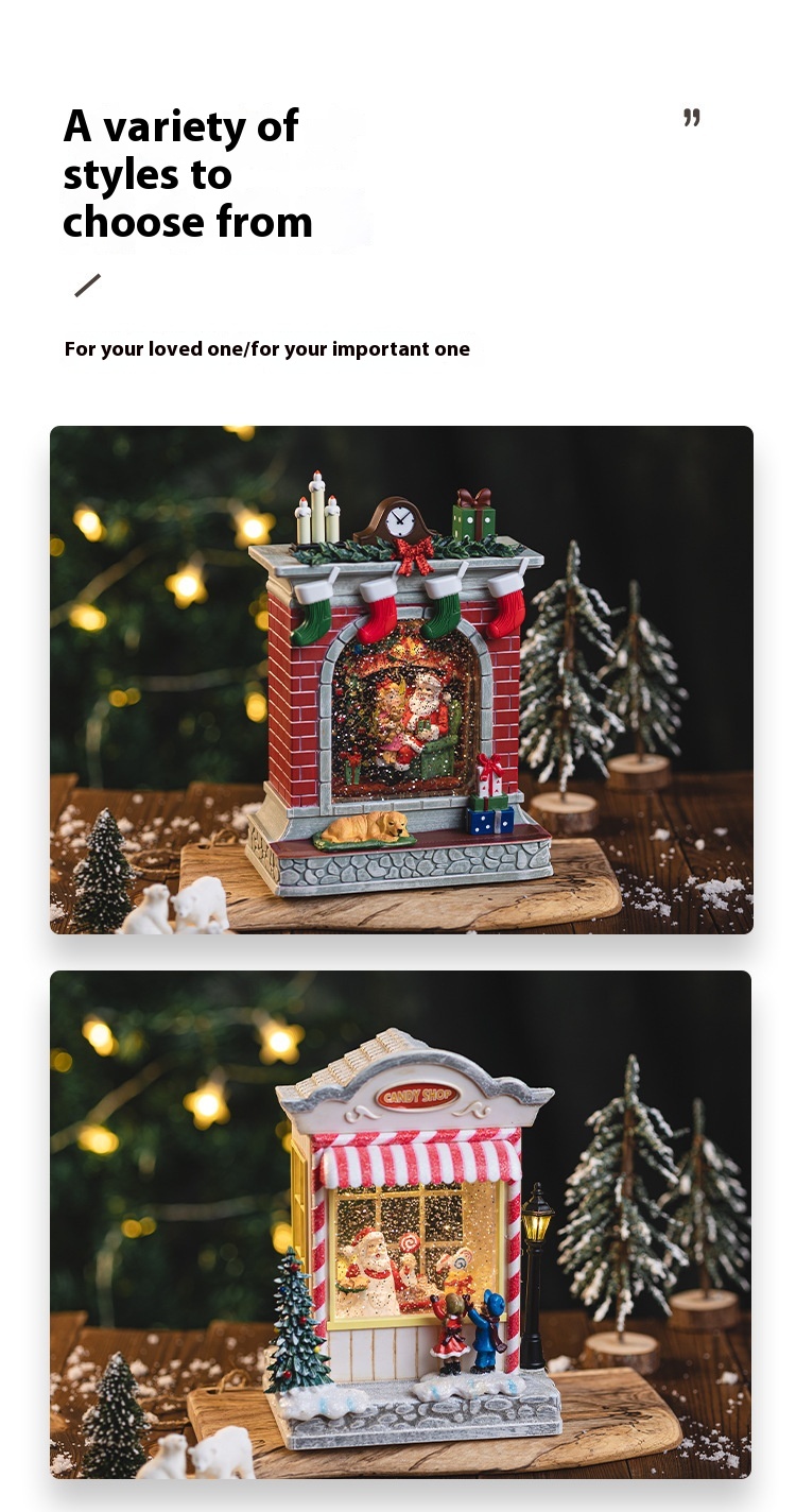 Title 1, Snow Fireplace Decorative Music Box Christmas G...