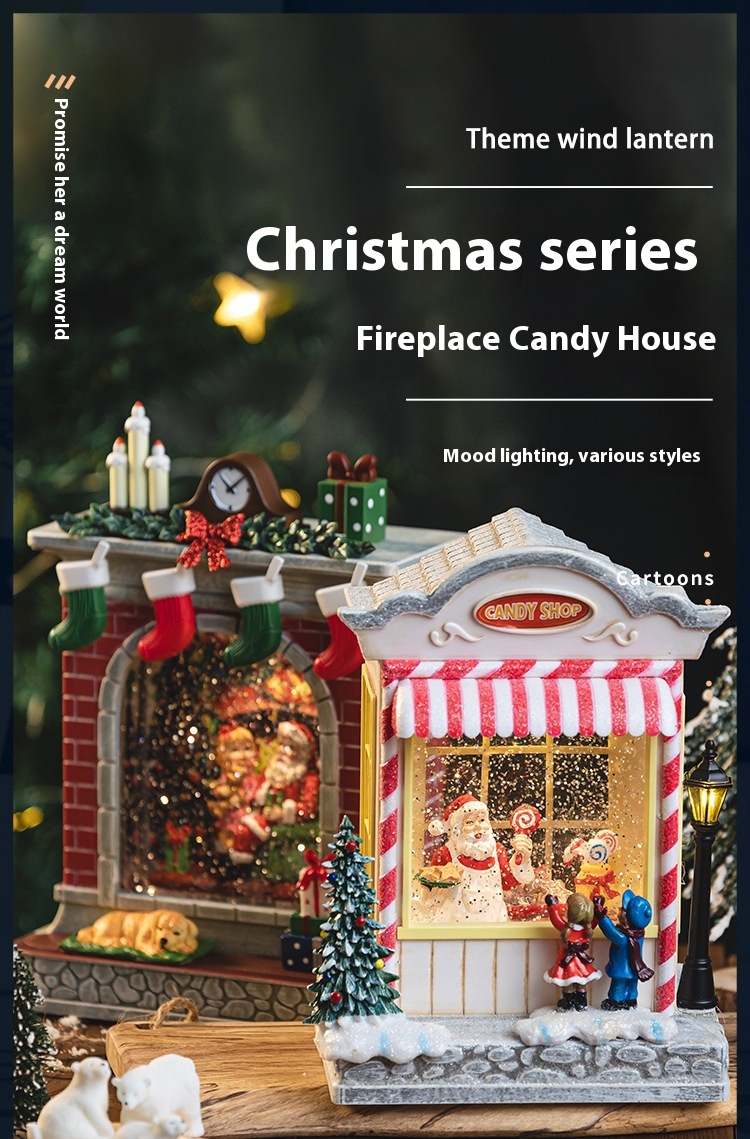 Title 10, Snow Fireplace Decorative Music Box Christmas G...