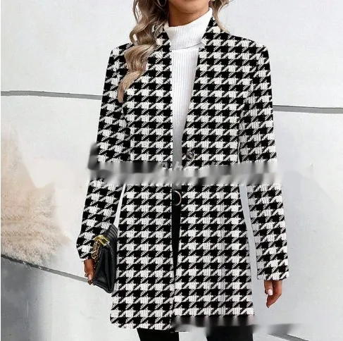 Printed Stand Collar Mid length Long Sleeve Trench Coat No 2 Color - Shop at LoveMi