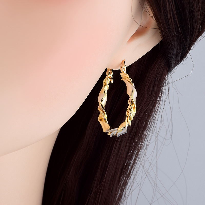 Gold-plated Copper Round Earrings For Women Do Not Fade