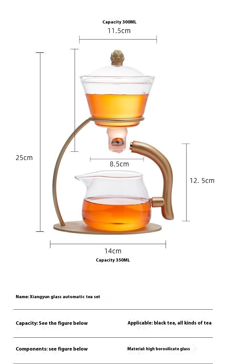 Title 6, Glass Automatic Tea Set Household Anti-scald Ma...