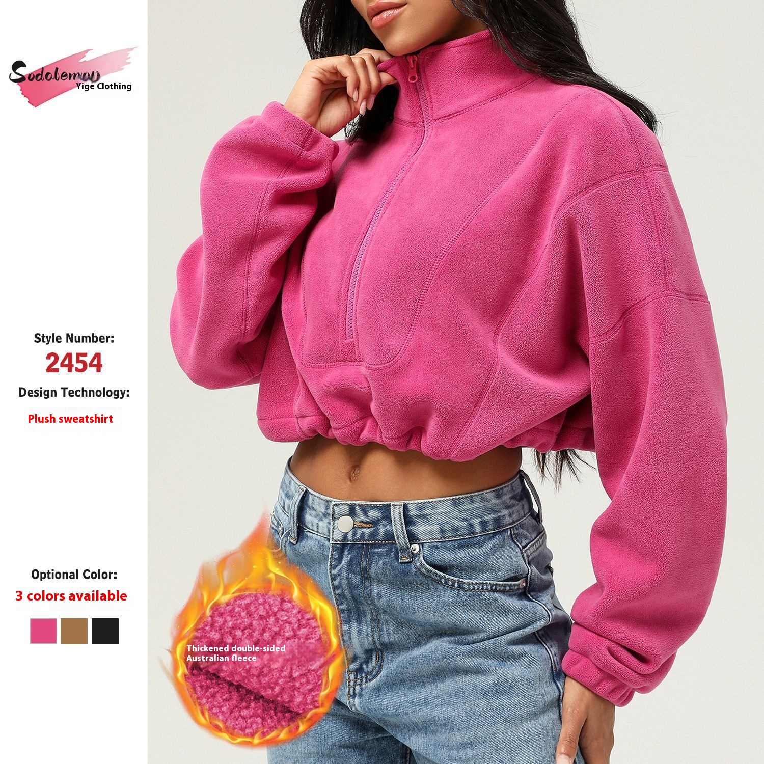 Polar Fleece Long-sleeved Sweater Stand Collar Zipper Sweater Leisure Warm Sports Jacket