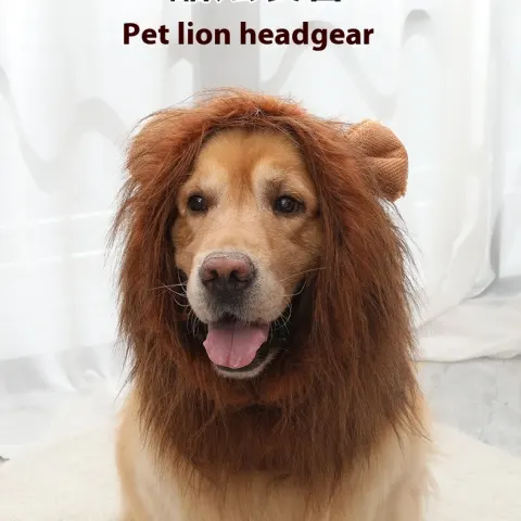 Pet Supplies Dog Wig Dog Hat Lion Head Cover