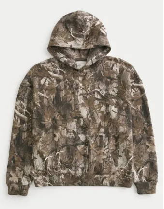 Women's Camouflage Hoodie Maple Leaf Print Oversized Sports Hoodie - Dh45544S12213-S