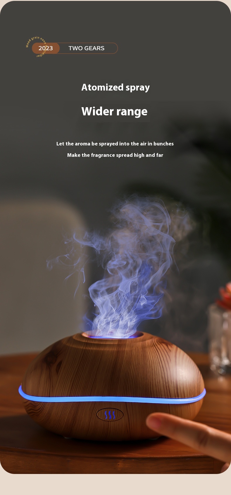 Title 4, Colorful Flame Wood Grain Aromatherapy Humidifi...