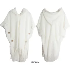 Button Shawl Bohemian Tassel Sweater - 9 White - View 1