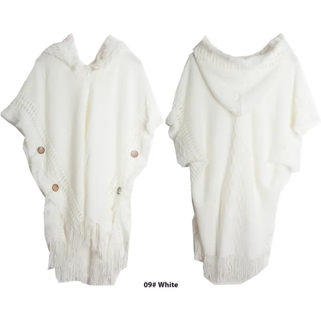 Button Shawl Bohemian Tassel Sweater 9 White - Shop at LoveMi