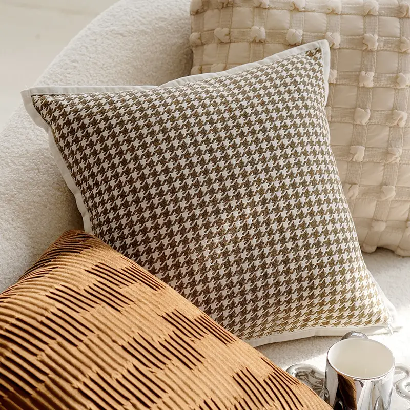 Cream Color Advanced Retro Style Knotted Pillow Cover