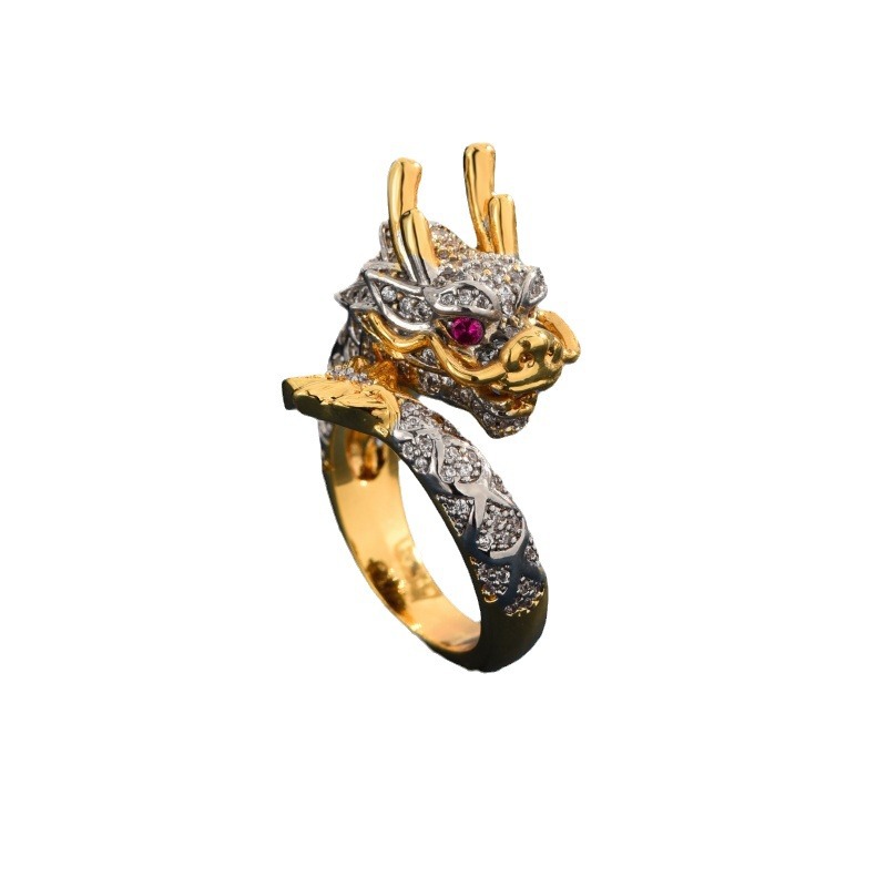 Title 4, Anillo para hombre con diseño de dragón que sep...