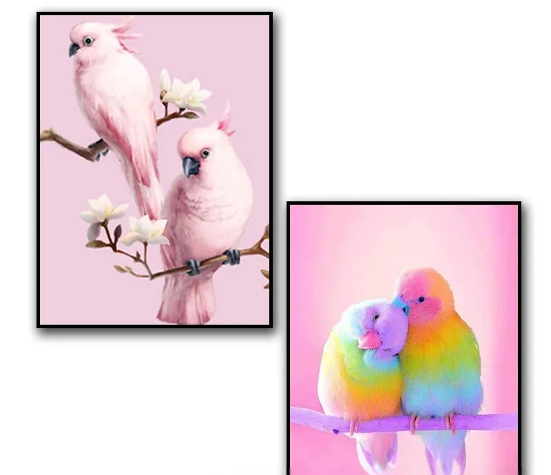 Rubik's Cube Round Diamond Parrot Painting Living