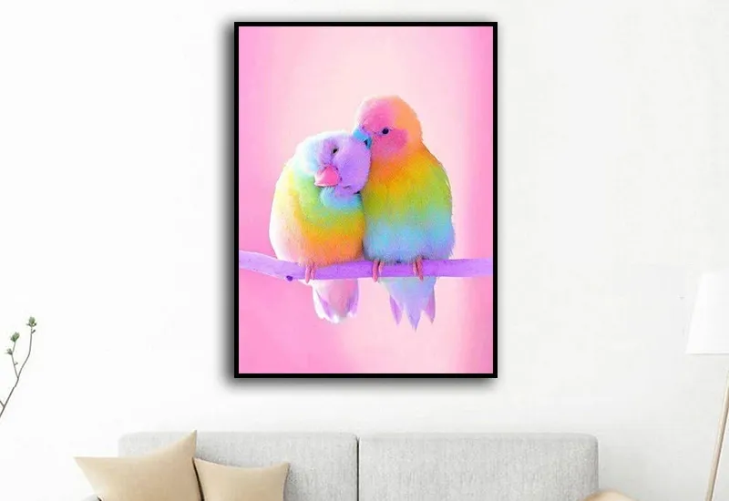 Rubik's Cube Round Diamond Parrot Painting Living