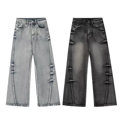 Washed Worn Jeans Men's Loose