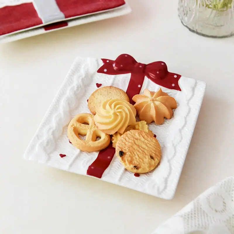 Exquisite Gift Plate Bowknot Candy Square Plate Afternoon Party Wedding Multifunctional