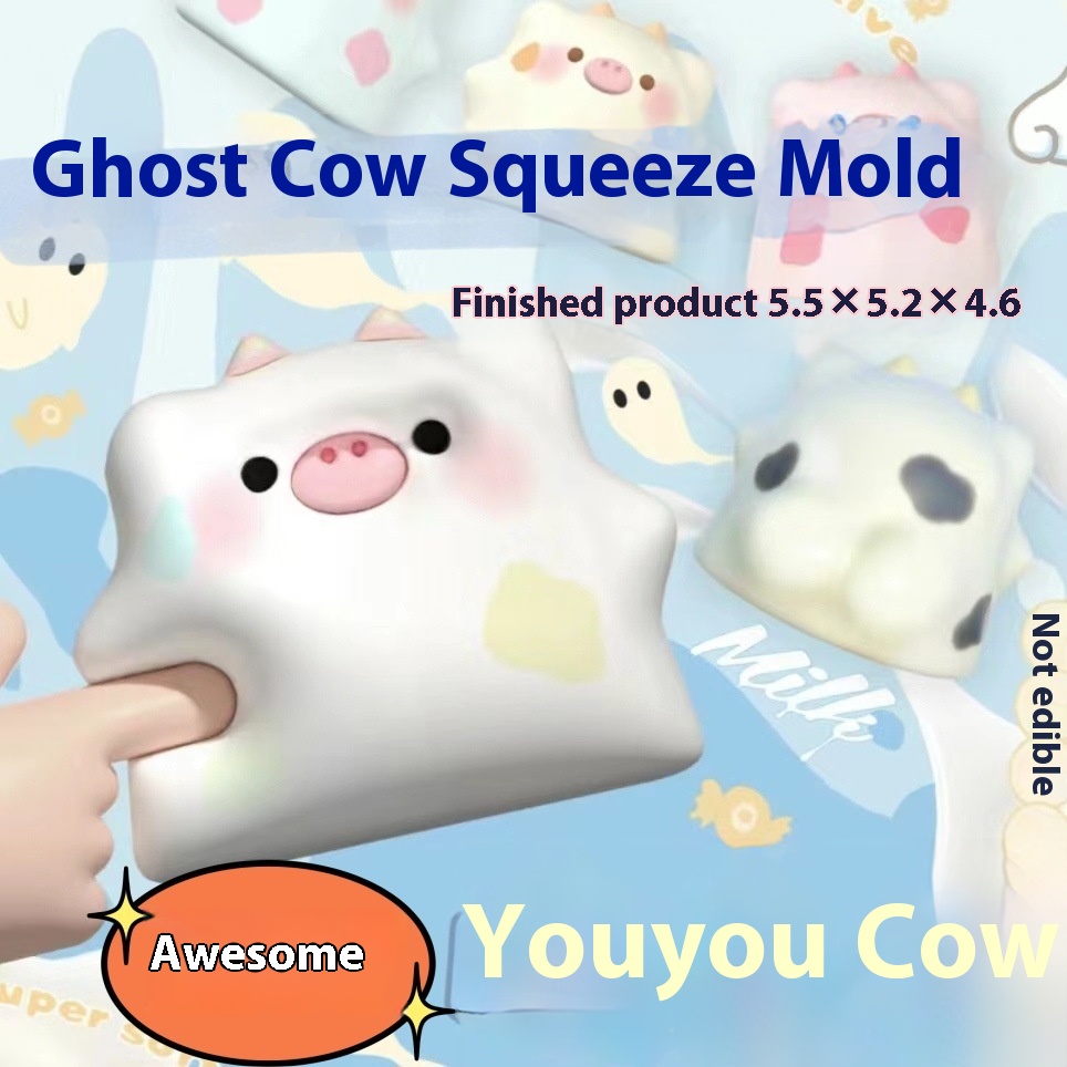 Title 4, Ghost Cow Squeezing Toy Silicone Manual Turnove...