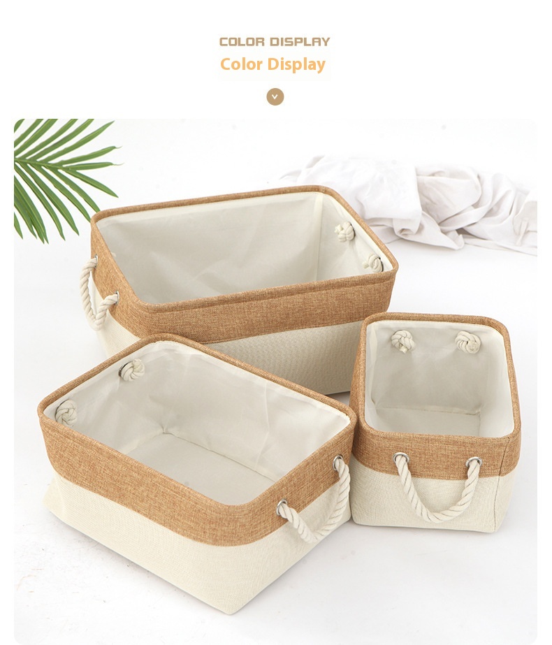 Title 3, New Color Matching Linen Storage Basket Washable