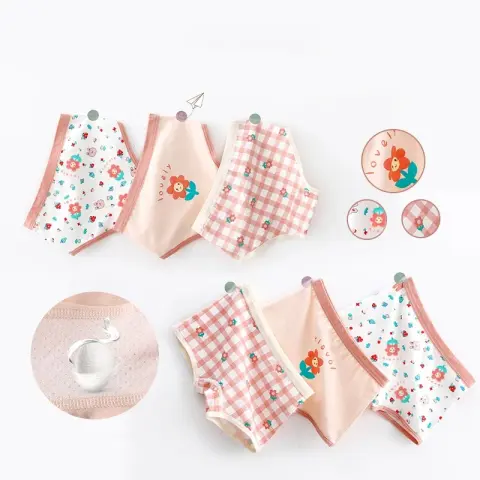 Children's Underwear Female Three Four Corners Pure Cotton Baby