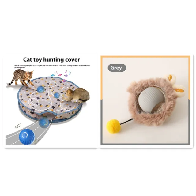 Cat Toy Self Hi Funny Cat Rolling Ball Pets Relief Toy Pet Products Plush Cat Ball Gray Set - Shop at LoveMi