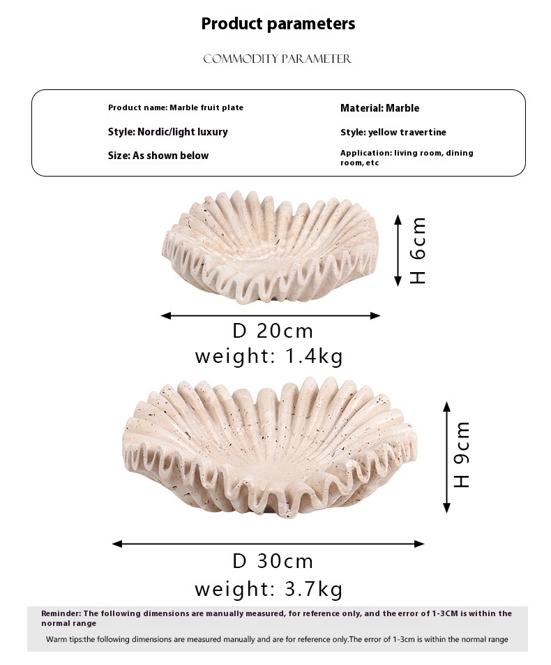 Title 10, Modern Silent Art Wave Pleated Marble Fruit Pla...