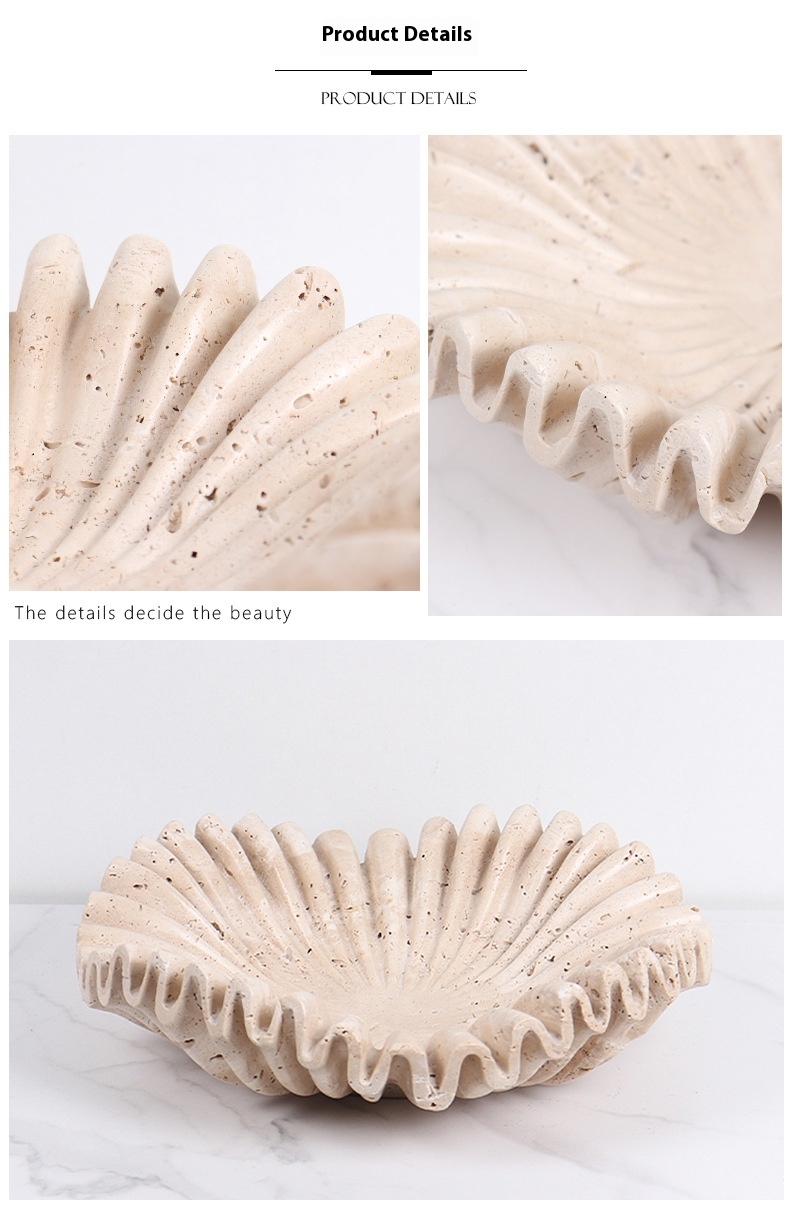 Title 8, Modern Silent Art Wave Pleated Marble Fruit Pla...