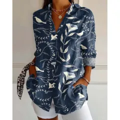 3D Colour Matching Printing Pattern Autumn Leisure Loose Shirt Button Top - 2 Models-Xl - View 1