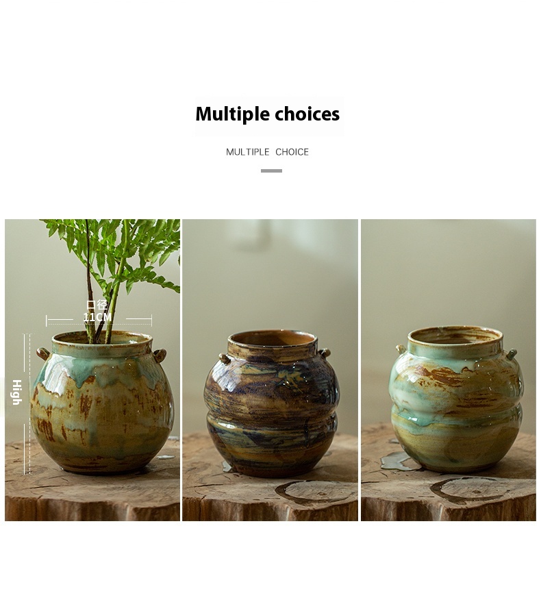 Title 2, Ceramic Small Size Green Plant Pot Creative Hou...