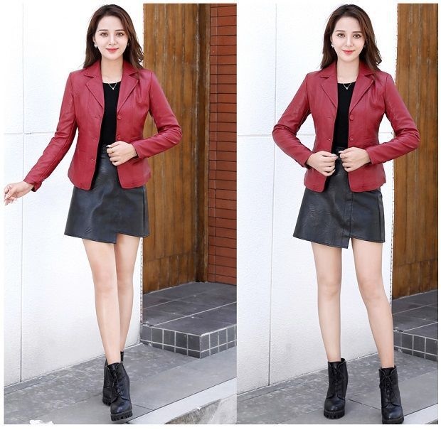 Title 8, Womens Leather Coat Fall Short Western Style A...