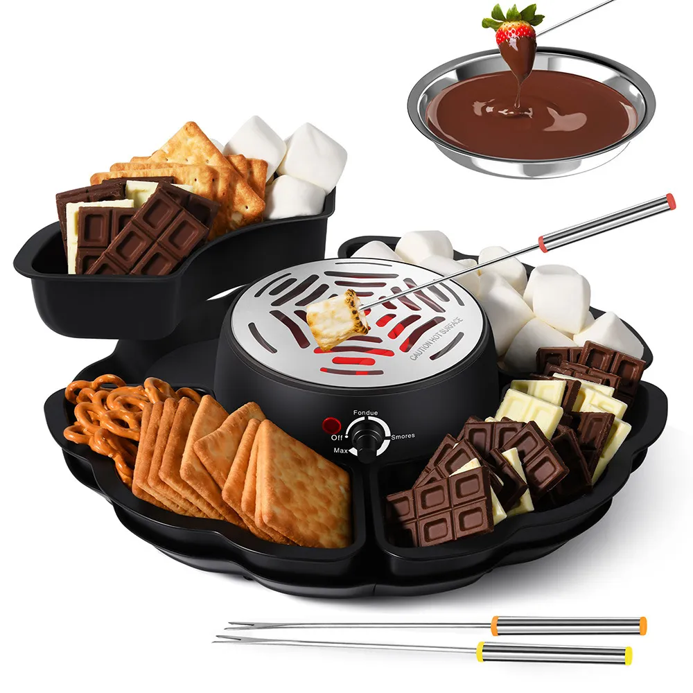 Chocolate Cheese Melted Electric Chafing Dish Baked Cotton Candy Making Machines - Black