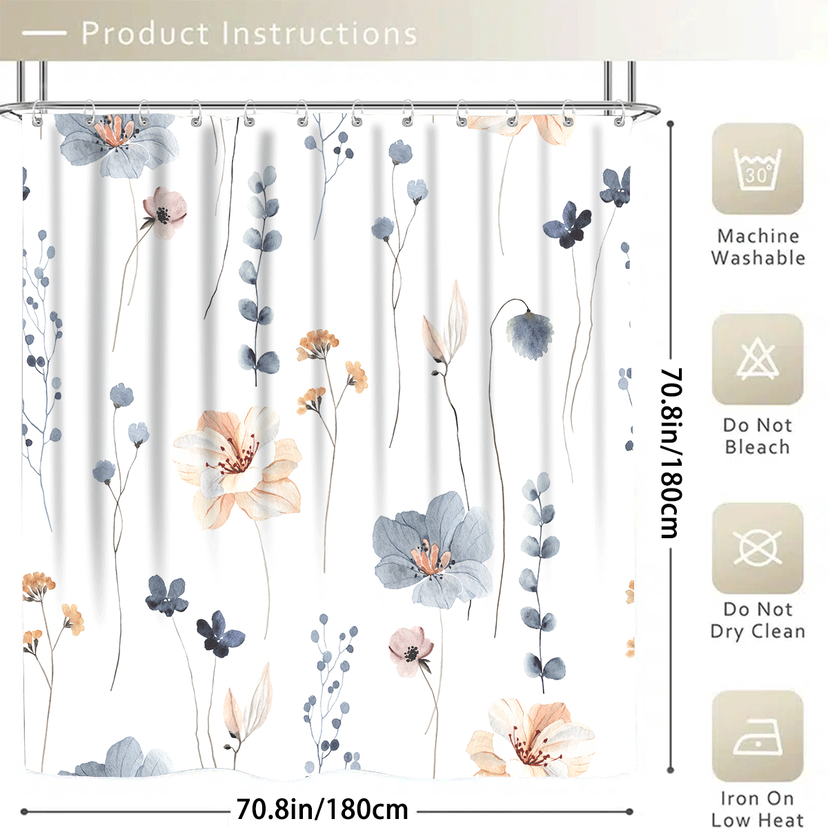 Digital Printing Waterproof Bathroom Shower Curtain Simple Series