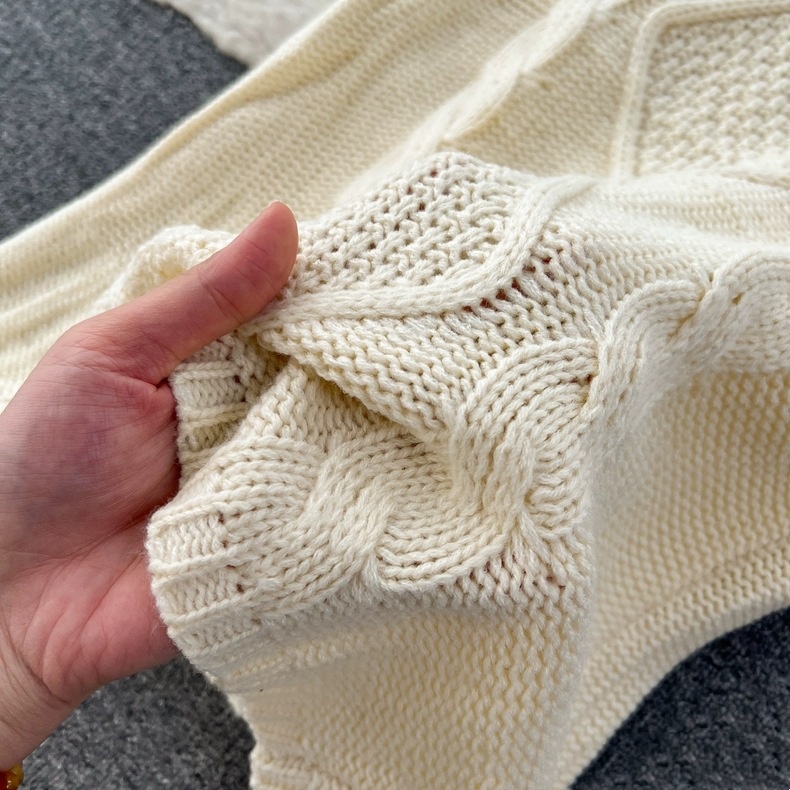 Loose Cable-knit Sweater Women's Cinched Bodycon Sheath Skirt Two-piece Dress Of Knitted Sweater