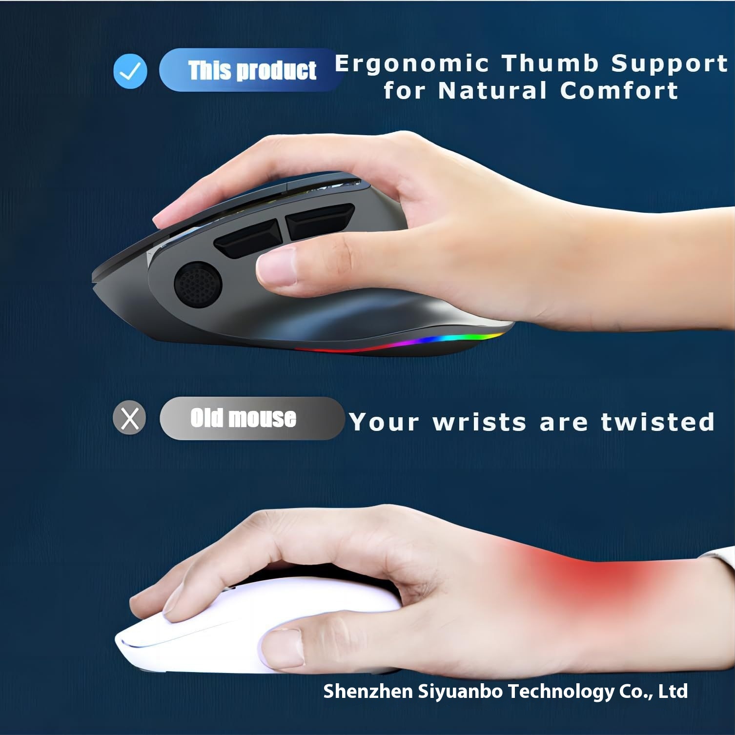 Title 2, Wireless Bluetooth Vertical Mouse Vertical Ergo...