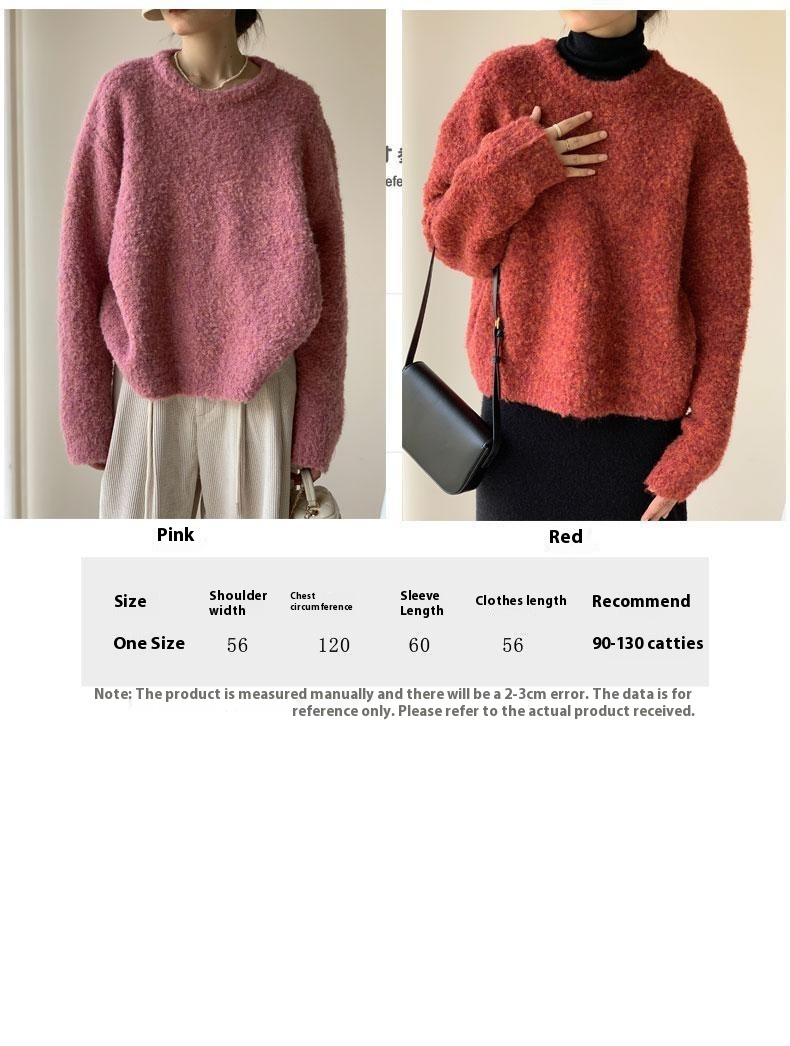 Title 1, Color Round Neck Pullover Furry Vintage Wool Ci...