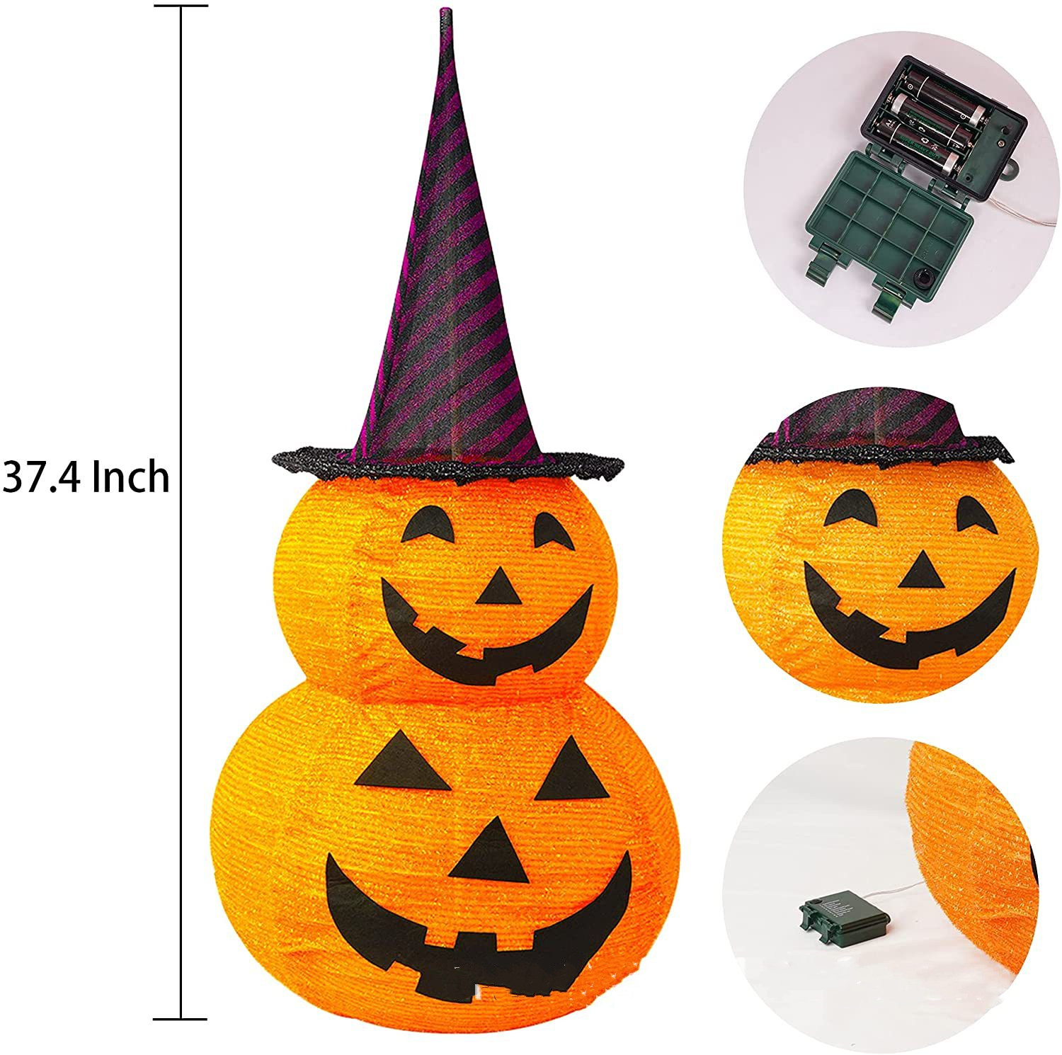 Title 6, 50 Lights 3 Feet Halloween Pumpkin Folding Lantern